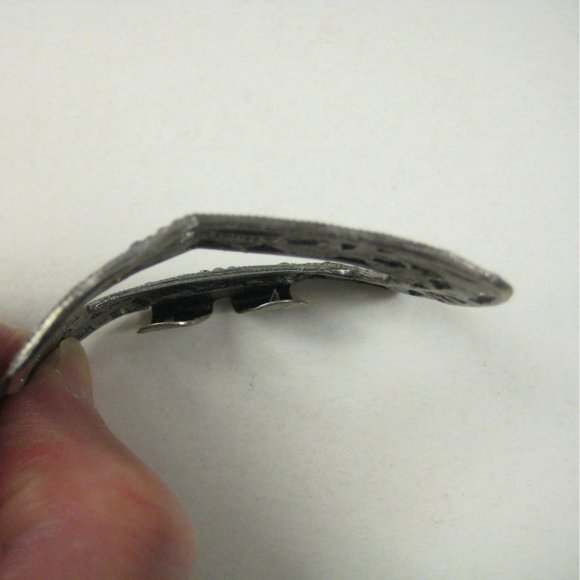 Musi Set 2 Vintage Shoe Dress Clips Fur Silvertone Buckle Filigree BENT - Picture 3 of 9